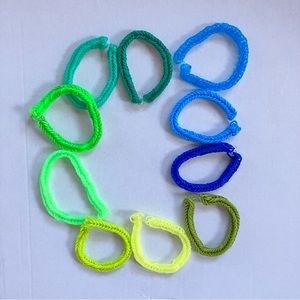 10 green and blue handmade bracelets